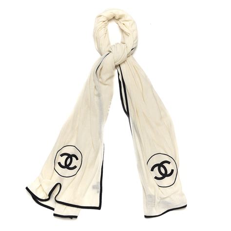 all black chanel scarf|Chanel black and white scarf.